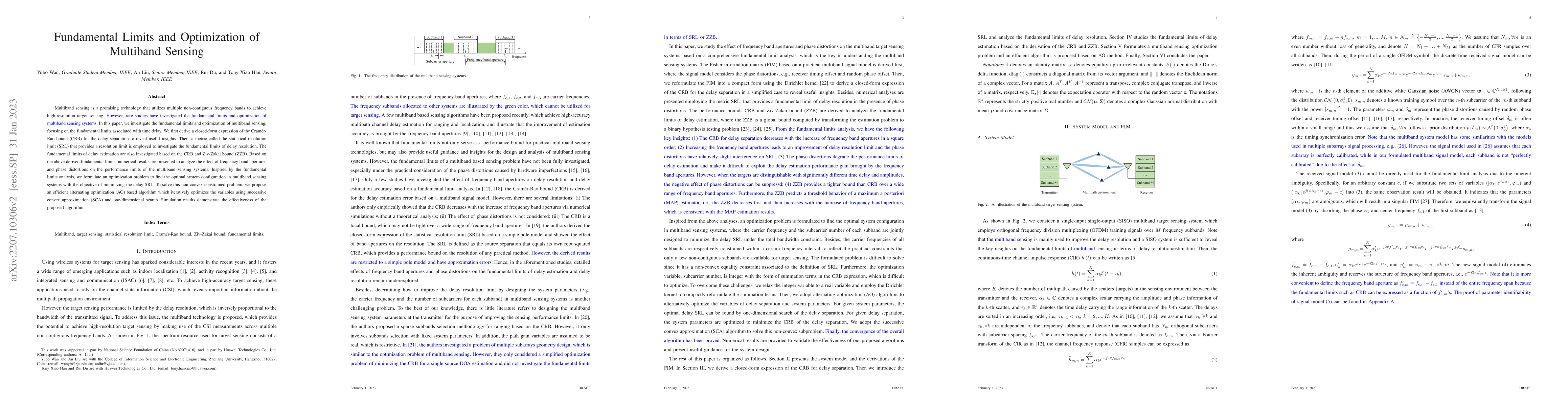 Thumbnail for Fundamental Limits and Optimization of Multiband Sensing