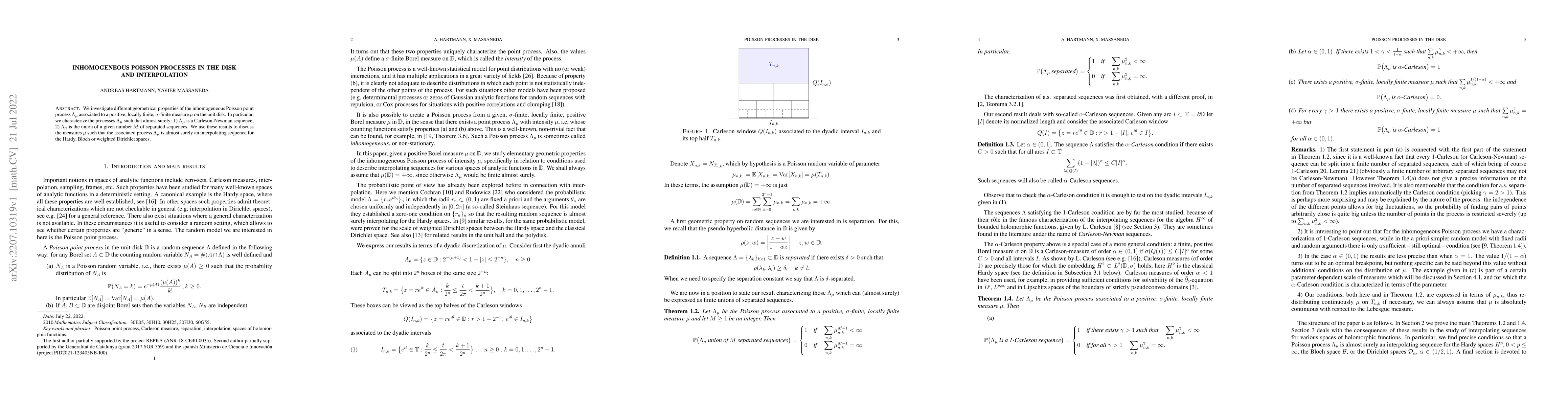Thumbnail for Inhomogeneous Poisson processes in the disk and interpolation