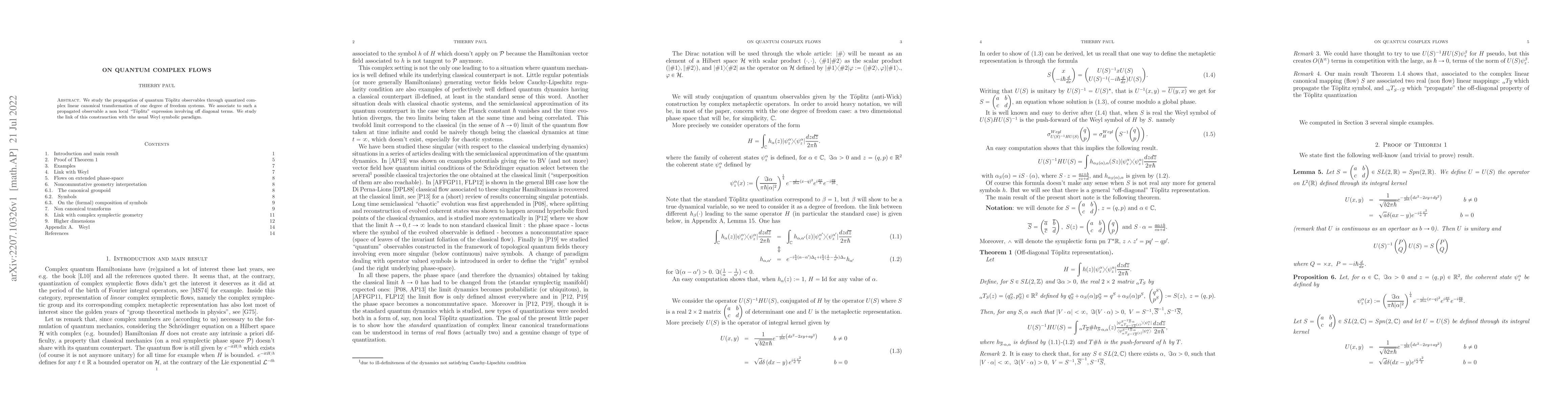 Thumbnail for On quantum complex flows