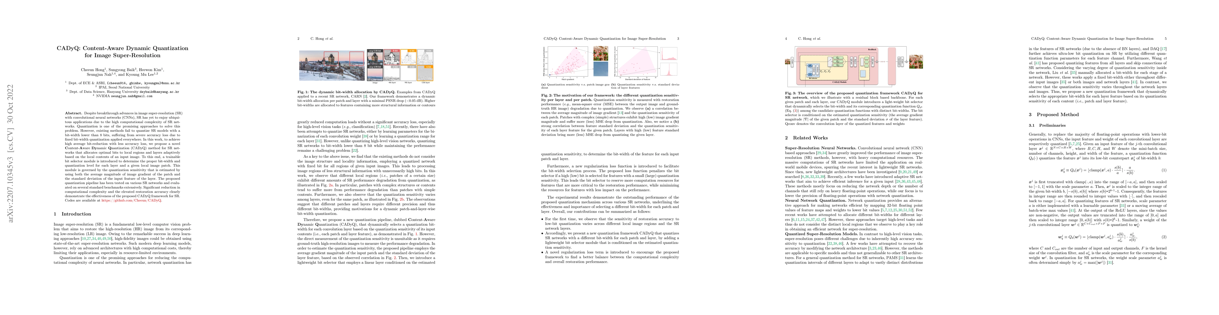Thumbnail for CADyQ: Content-Aware Dynamic Quantization for Image Super-Resolution