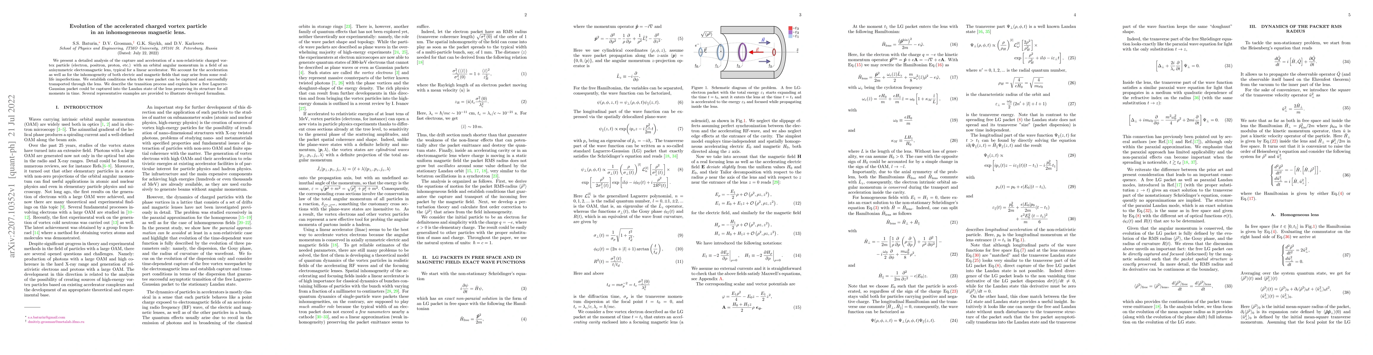 Thumbnail for Evolution of the accelerated charged vortex particle in an inhomogeneous
  magnetic lens