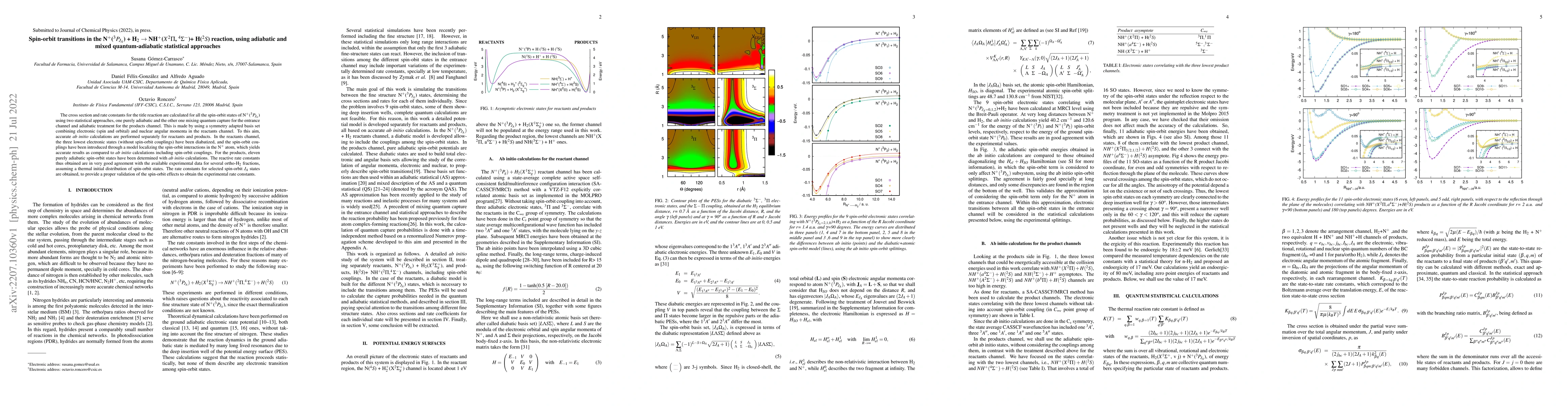 Thumbnail for Spin-orbit transitions in the N$^+$($^3P_{J_A}$) + H$_2$ $\rightarrow$
  NH$^+$($X^2\Pi$, $^4\Sigma^-$)+ H($^2S$) reaction, using adiabatic and mixed
  quantum-adiabatic statistical approaches