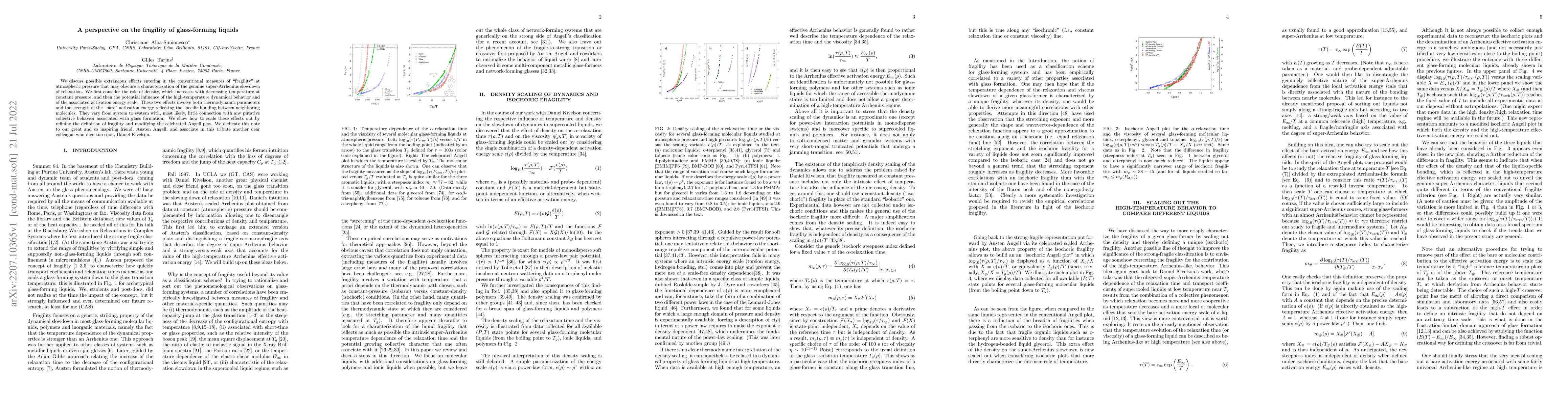 Thumbnail for A perspective on the fragility of glass-forming liquids