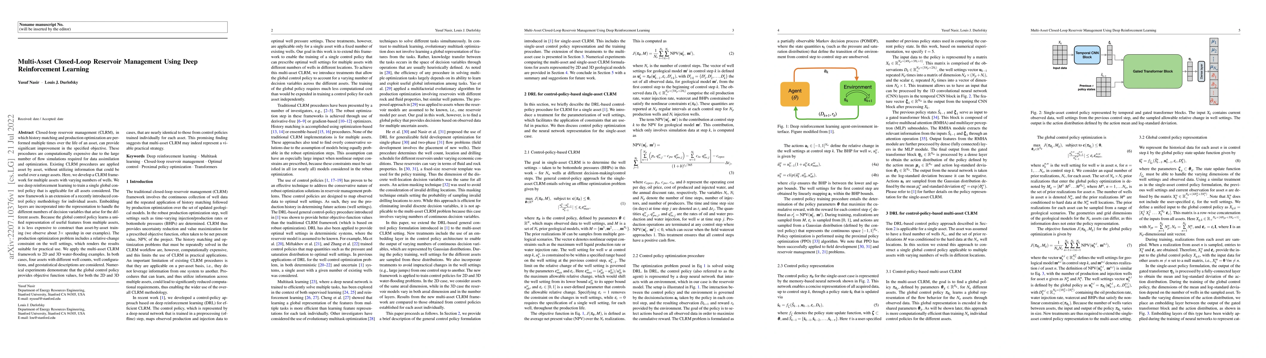 Thumbnail for Multi-Asset Closed-Loop Reservoir Management Using Deep Reinforcement
  Learning