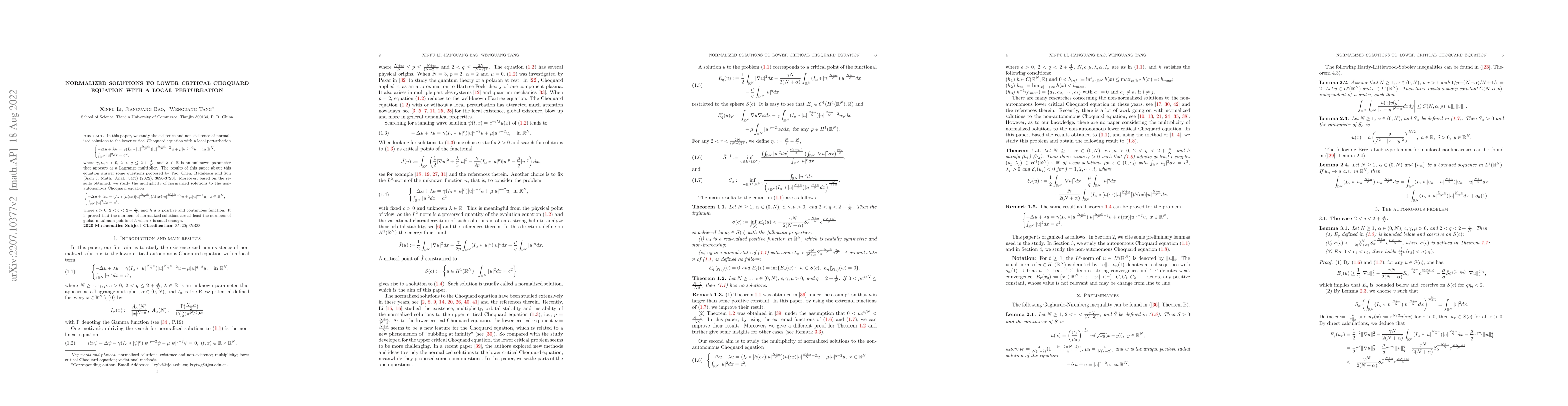 Thumbnail for Normalized solutions to lower critical Choquard equation with a local
  perturbation
