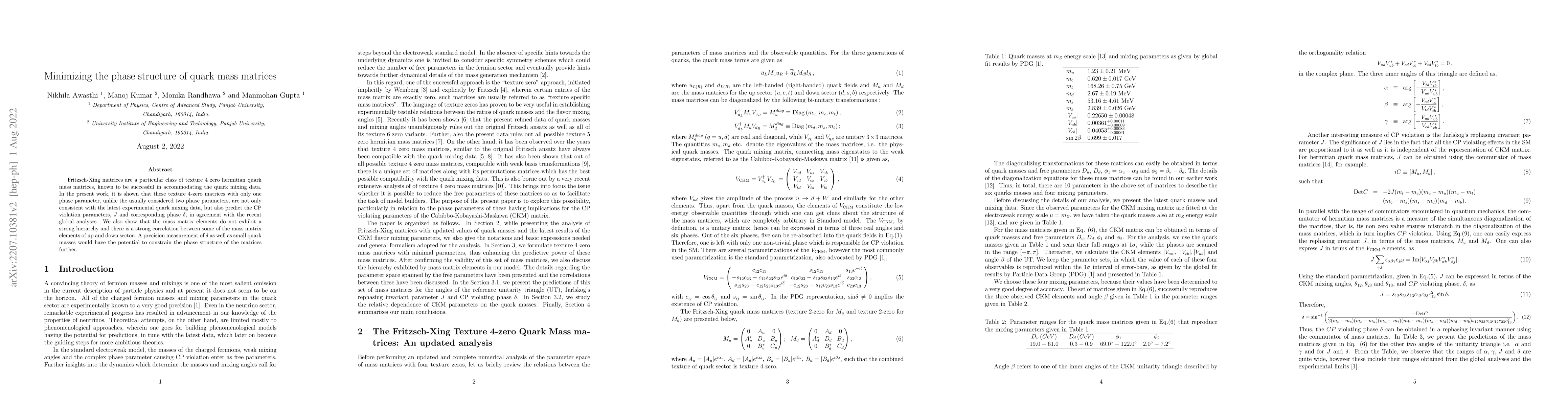 Thumbnail for Minimizing the phase structure of quark mass matrices
