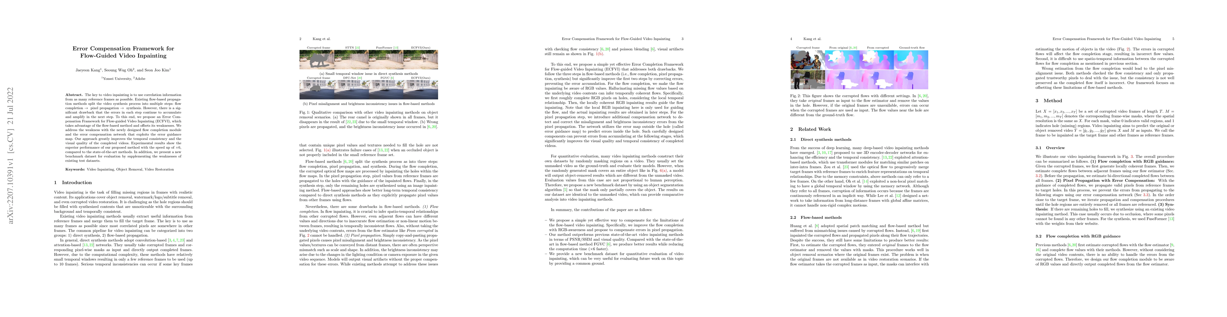 Thumbnail for Error Compensation Framework for Flow-Guided Video Inpainting