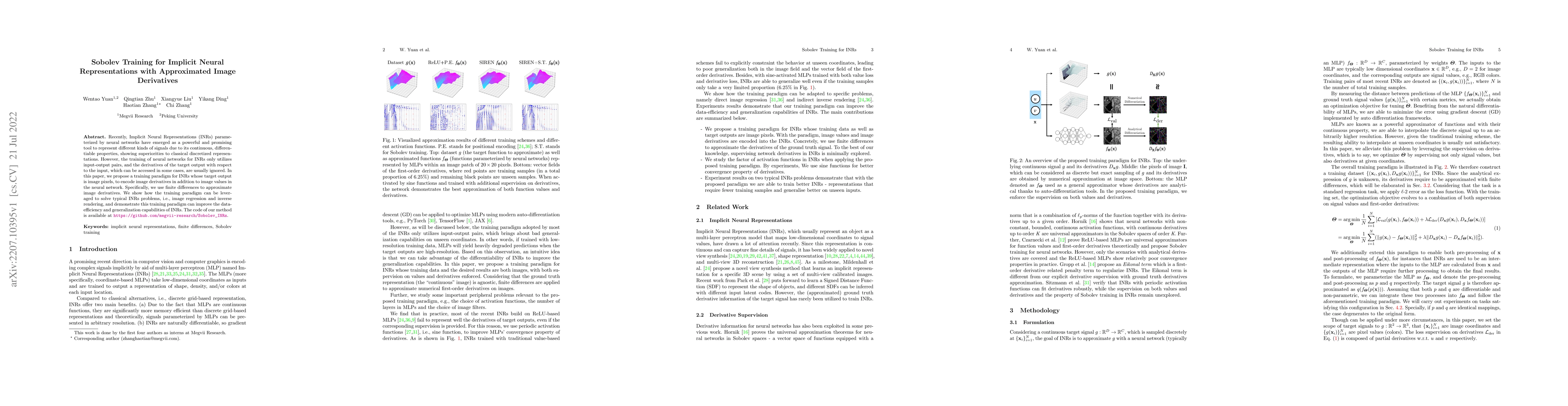 Thumbnail for Sobolev Training for Implicit Neural Representations with Approximated
  Image Derivatives