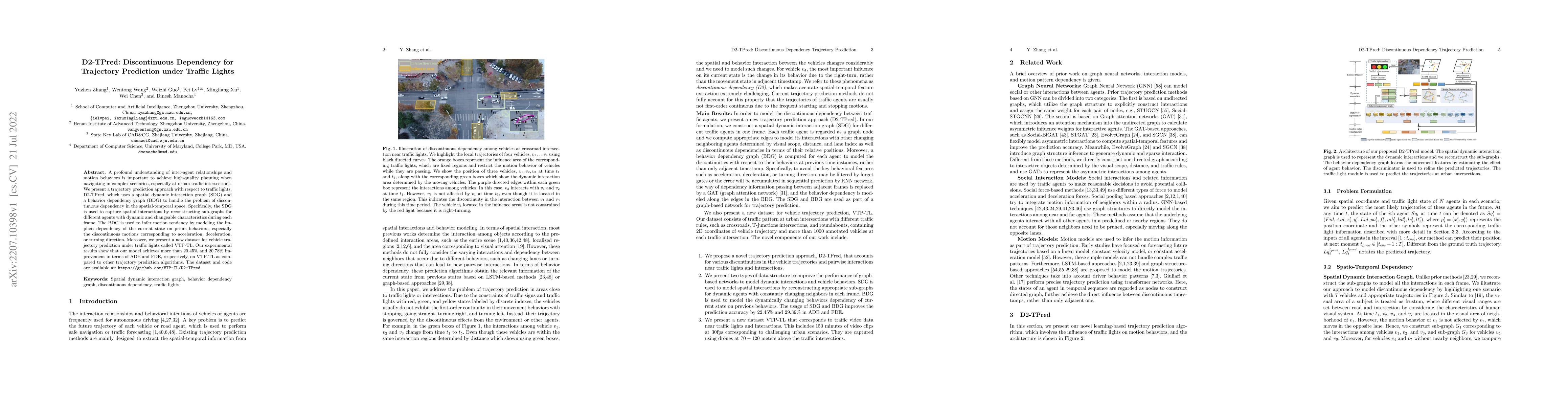 Thumbnail for D2-TPred: Discontinuous Dependency for Trajectory Prediction under
  Traffic Lights