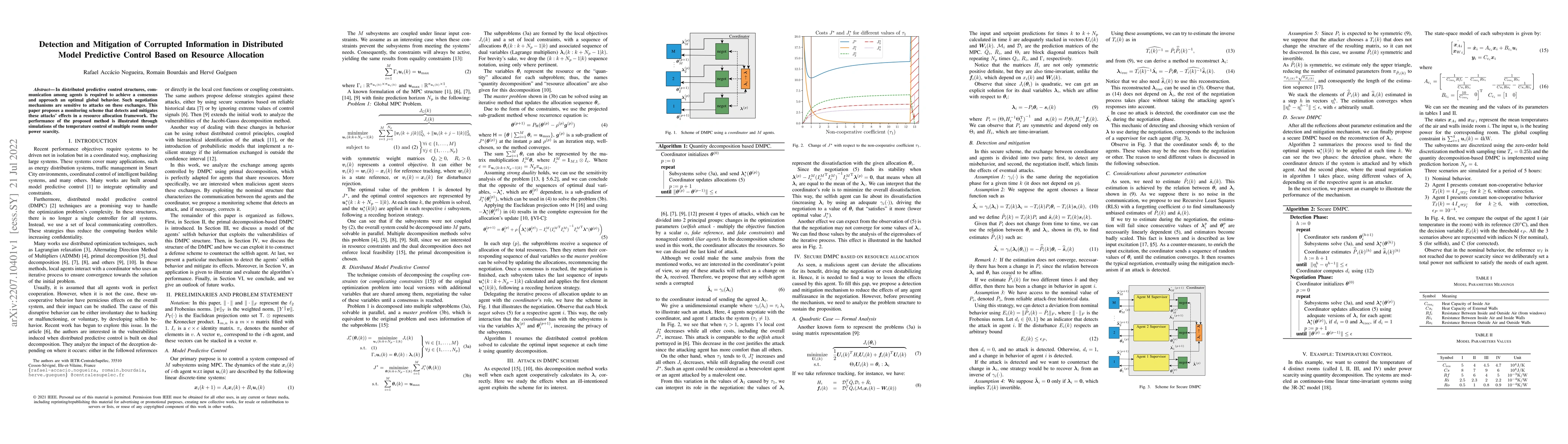 Thumbnail for Detection and Mitigation of Corrupted Information in Distributed Model
  Predictive Control Based on Resource Allocation
