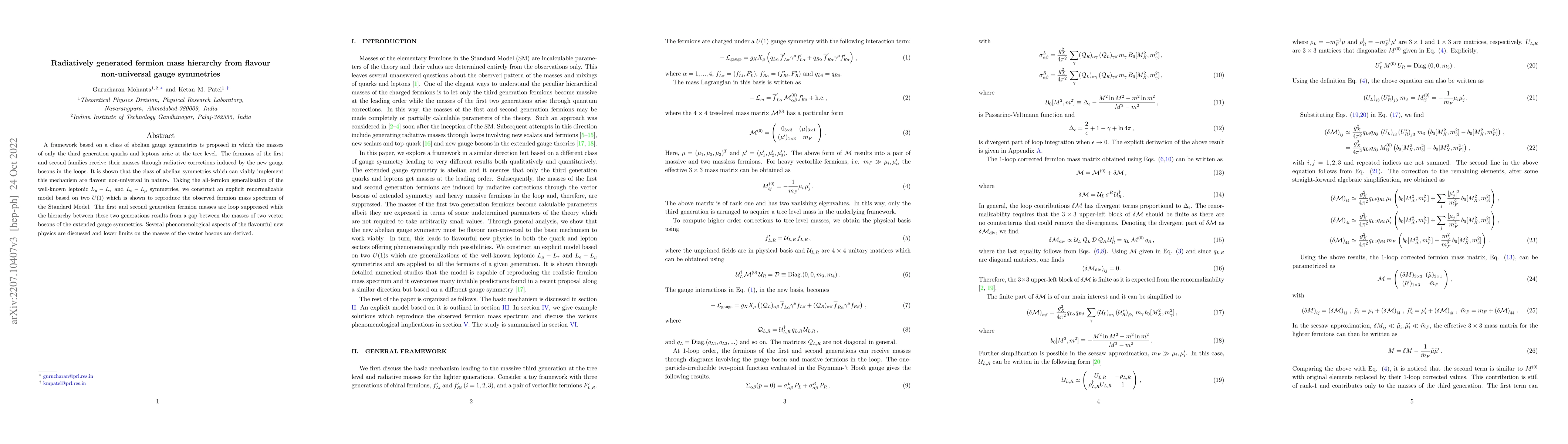 Thumbnail for Radiatively generated fermion mass hierarchy from flavour non-universal
  gauge symmetries