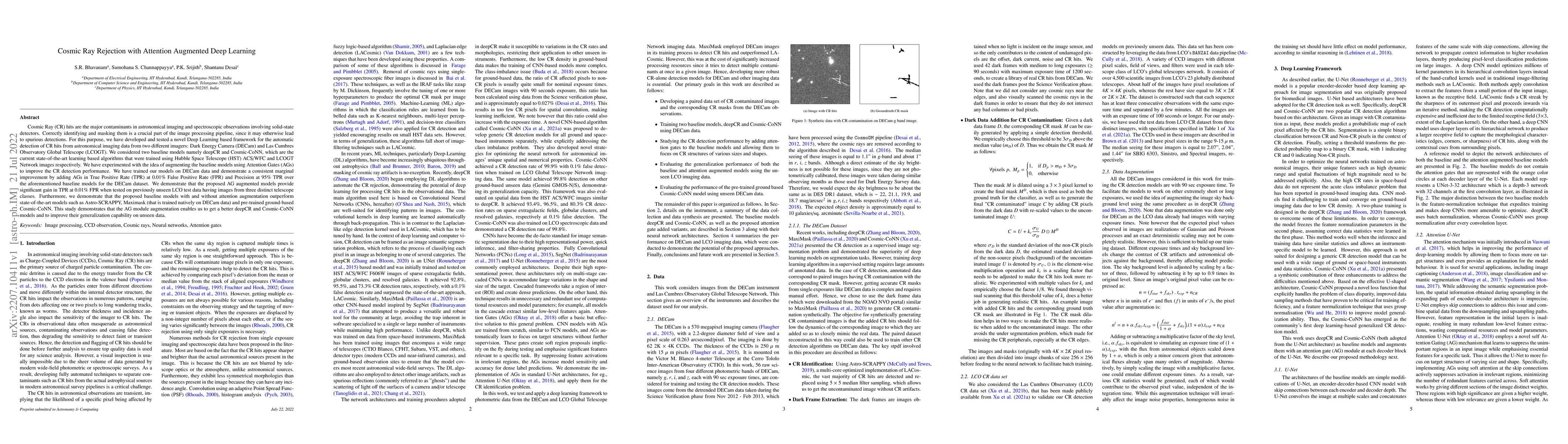 Thumbnail for Cosmic Ray Rejection with Attention Augmented Deep Learning
