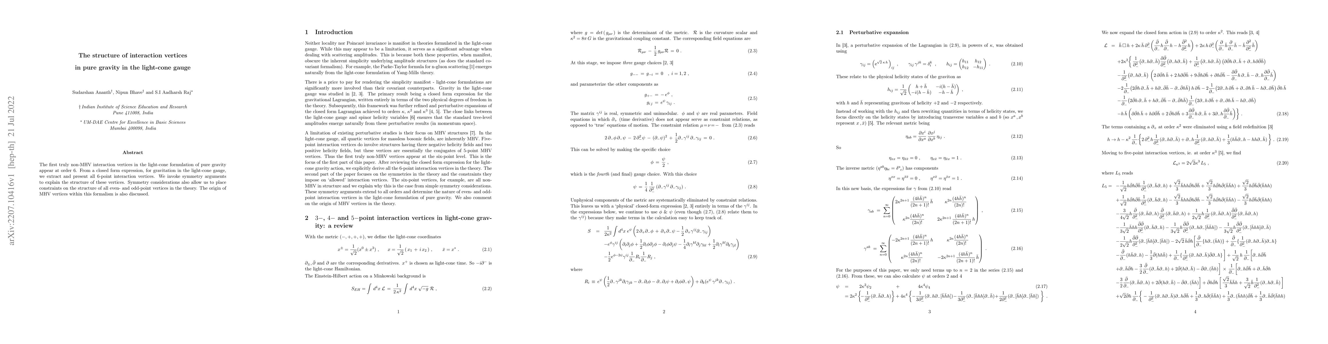 Thumbnail for The structure of interaction vertices in pure gravity in the light-cone
  gauge