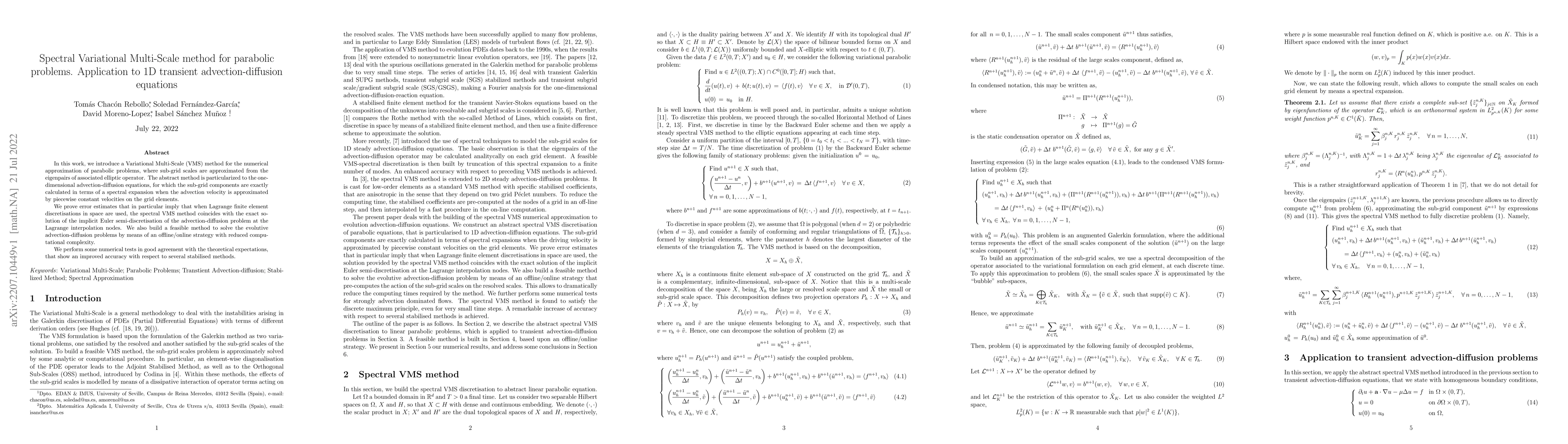 Thumbnail for Spectral Variational Multi-Scale method for parabolic problems.
  Application to 1D transient advection-diffusion equations
