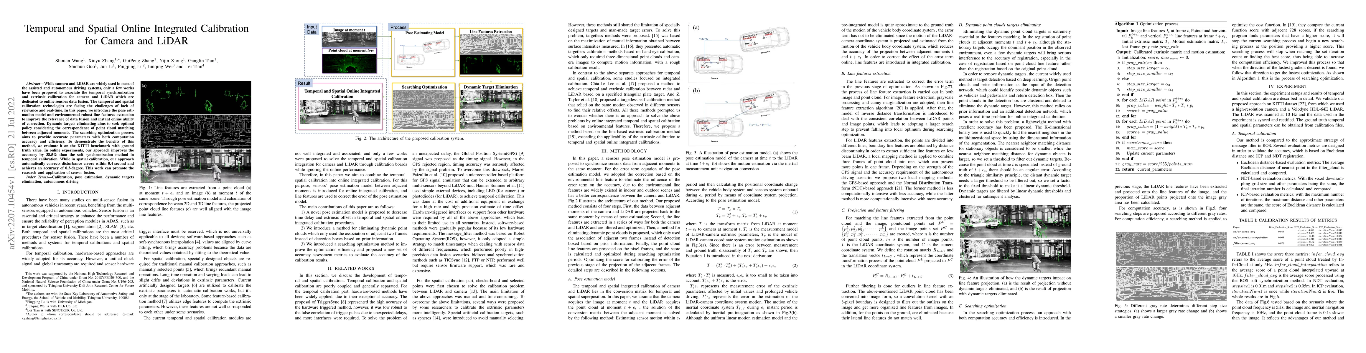 Thumbnail for Temporal and Spatial Online Integrated Calibration for Camera and LiDAR