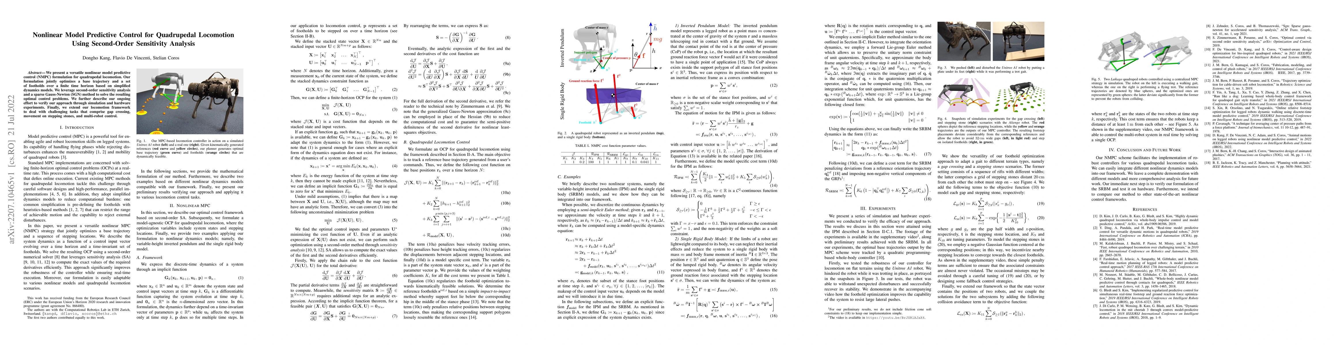 Thumbnail for Nonlinear Model Predictive Control for Quadrupedal Locomotion Using
  Second-Order Sensitivity Analysis
