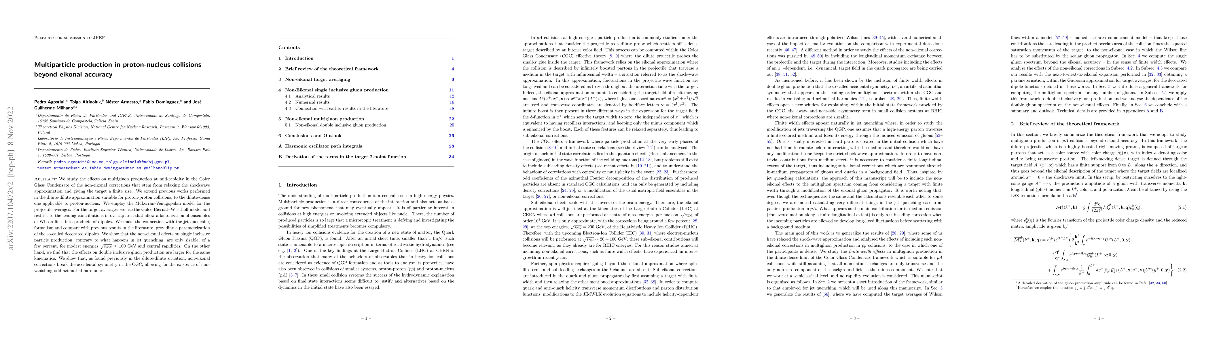Thumbnail for Multiparticle production in proton-nucleus collisions beyond eikonal
  accuracy