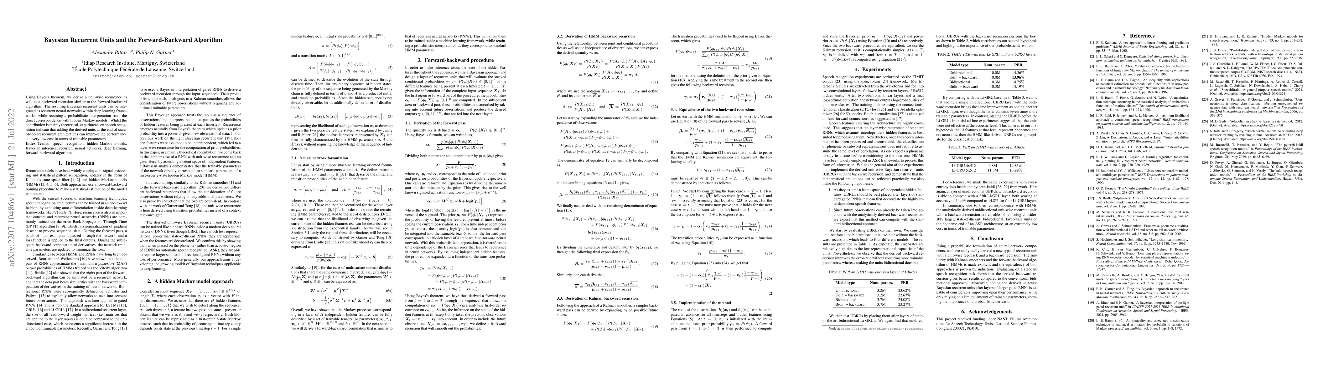 Thumbnail for Bayesian Recurrent Units and the Forward-Backward Algorithm