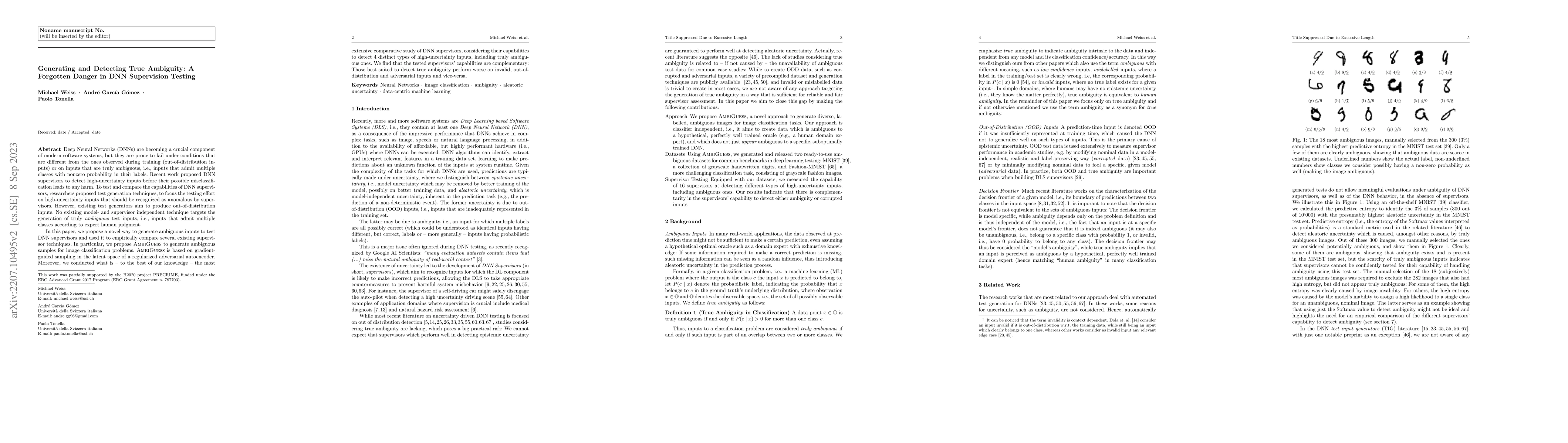 Thumbnail for Generating and Detecting True Ambiguity: A Forgotten Danger in DNN
  Supervision Testing
