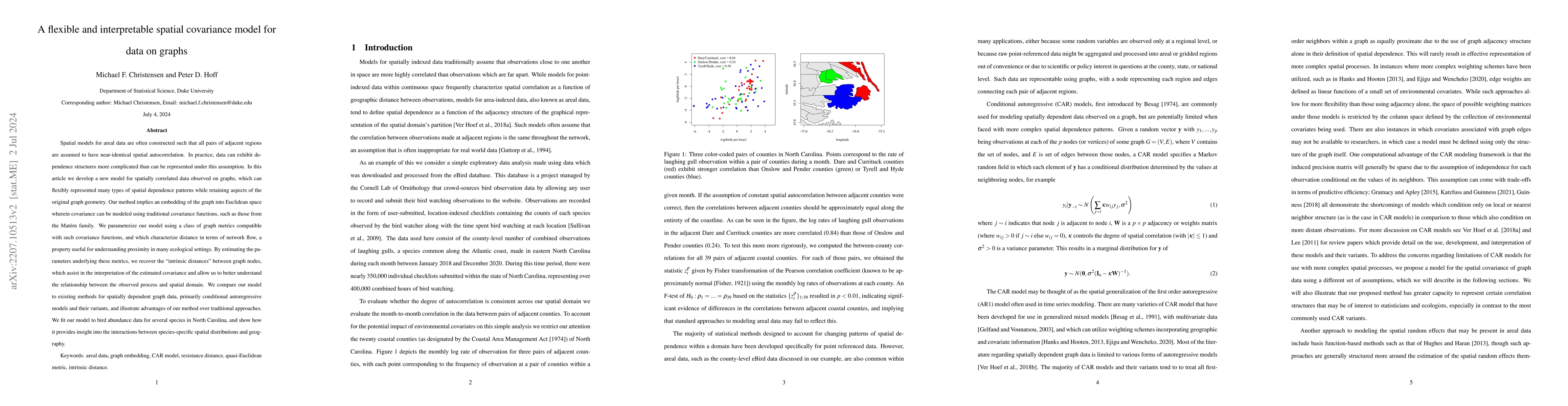 Thumbnail for A flexible and interpretable spatial covariance model for data on graphs