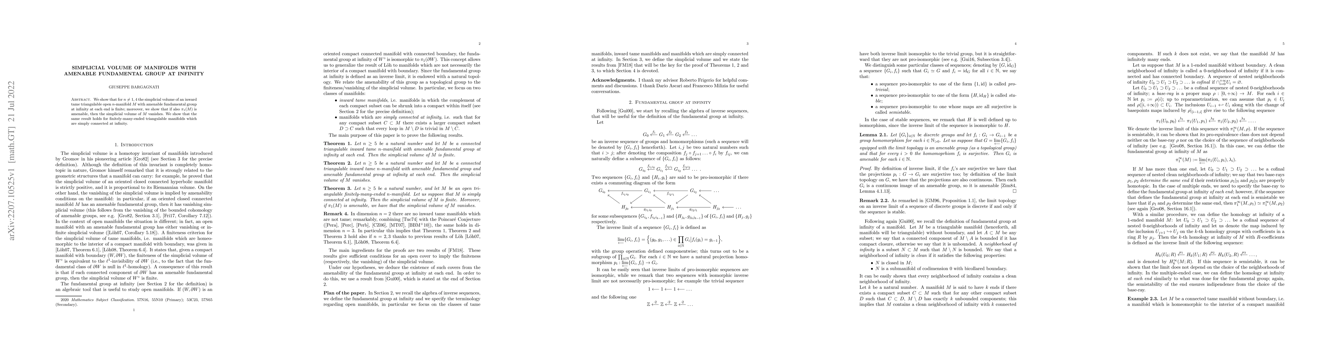 Thumbnail for Simplicial volume of manifolds with amenable fundamental group at
  infinity