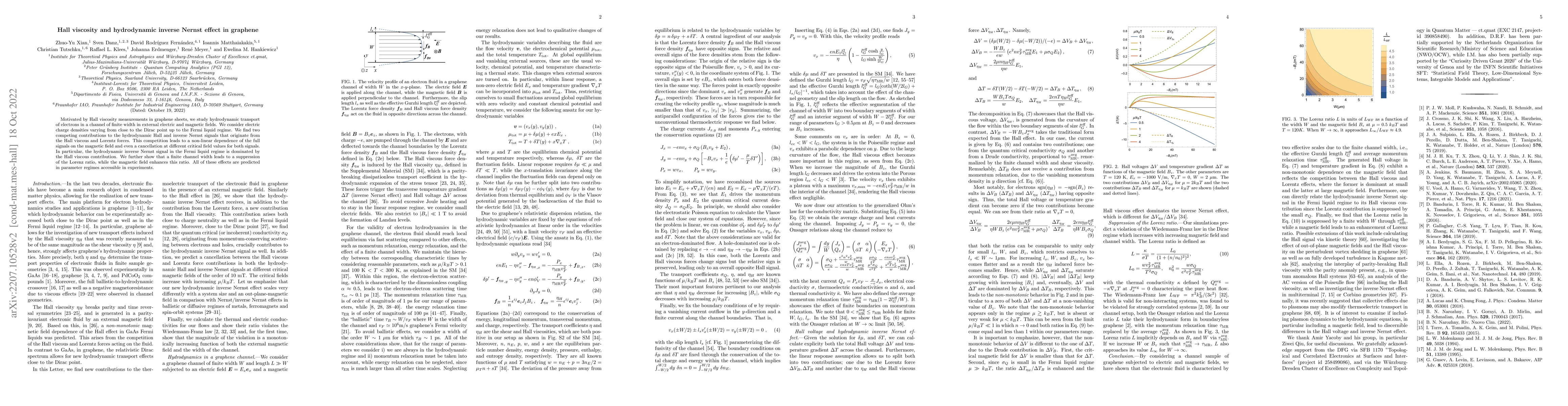 Thumbnail for Hall viscosity and hydrodynamic inverse Nernst effect in graphene