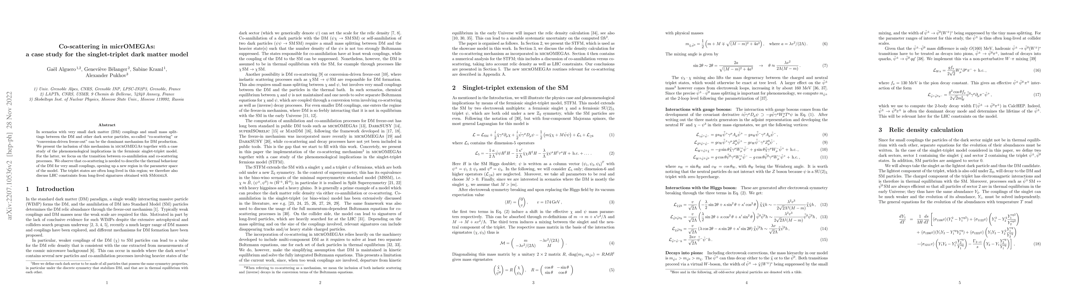 Thumbnail for Co-scattering in micrOMEGAs: a case study for the singlet-triplet dark
  matter model