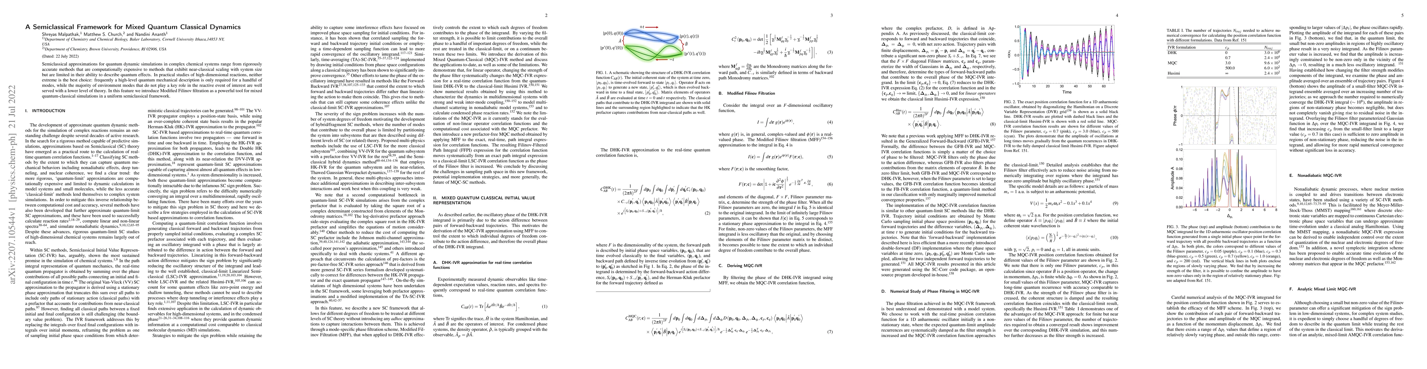 Thumbnail for A Semiclassical Framework for Mixed Quantum Classical Dynamics