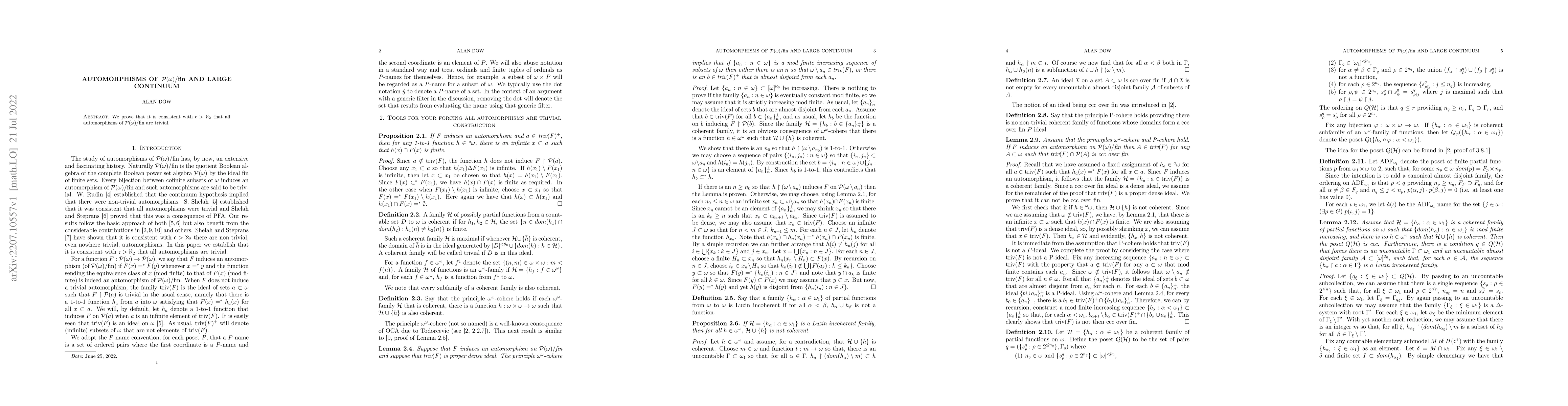 Thumbnail for Automorphisms of $\mathcal P(\omega)/\mbox{fin}$ and large continuum