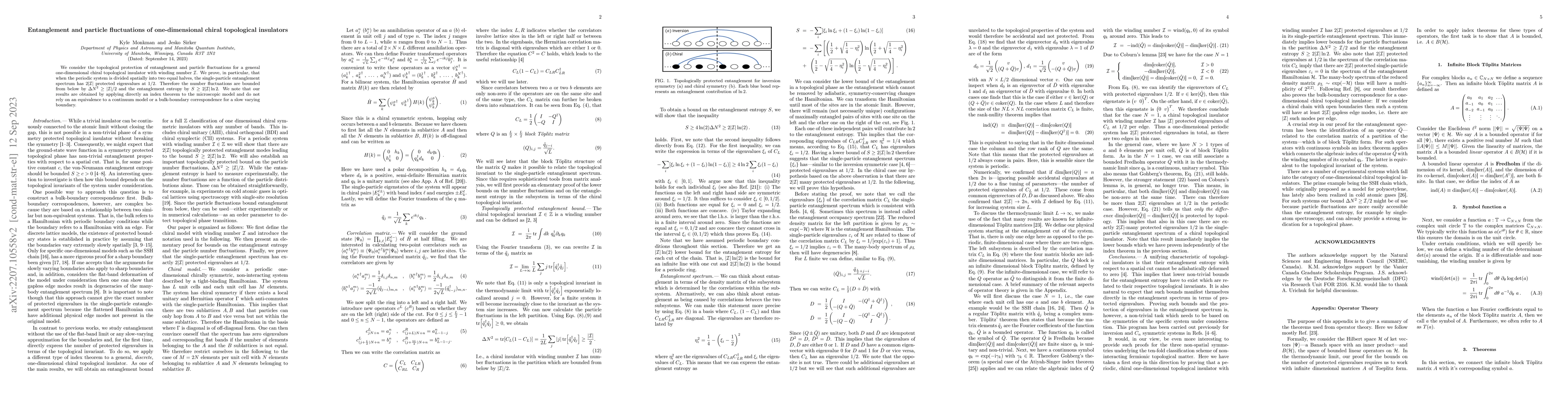 Thumbnail for Entanglement and particle fluctuations of one-dimensional chiral
  topological insulators