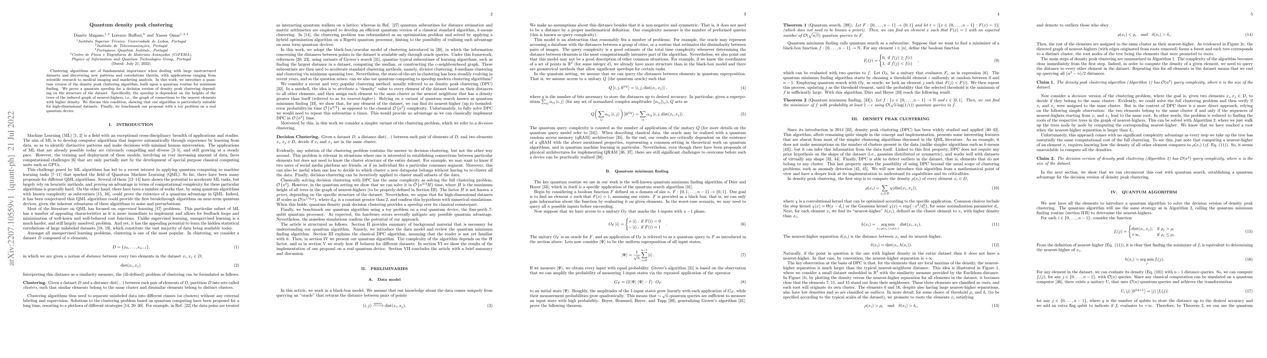 Thumbnail for Quantum density peak clustering