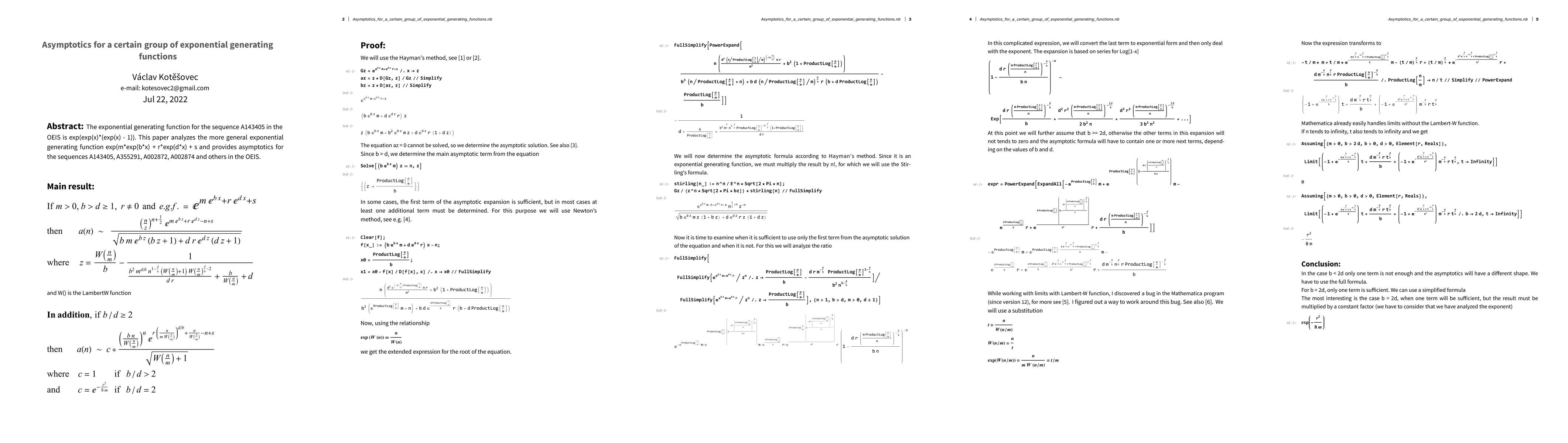 Thumbnail for Asymptotics for a certain group of exponential generating functions