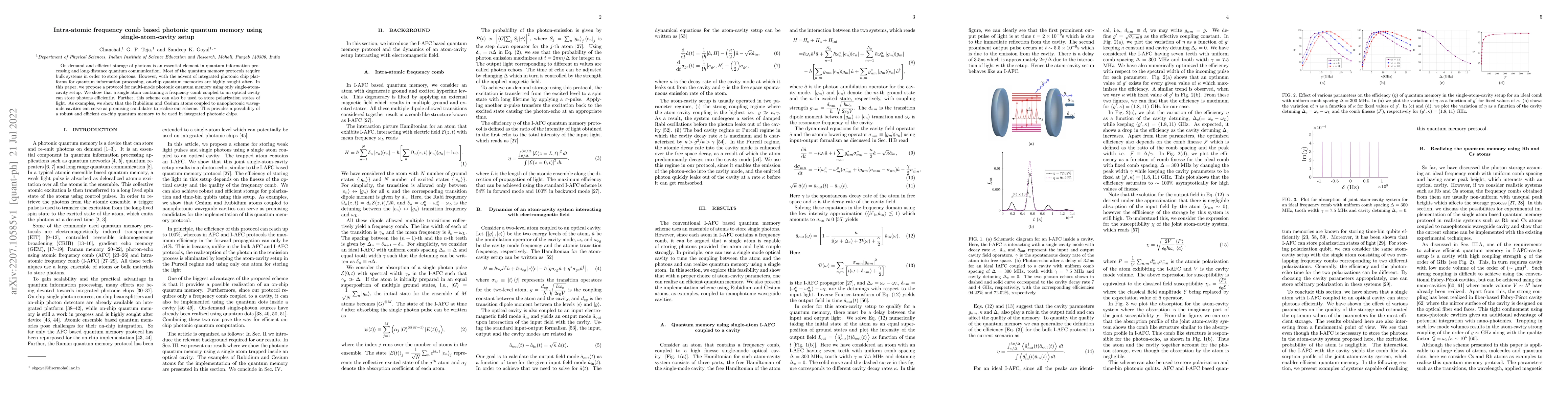 Thumbnail for Intra-atomic frequency comb based photonic quantum memory using
  single-atom-cavity setup