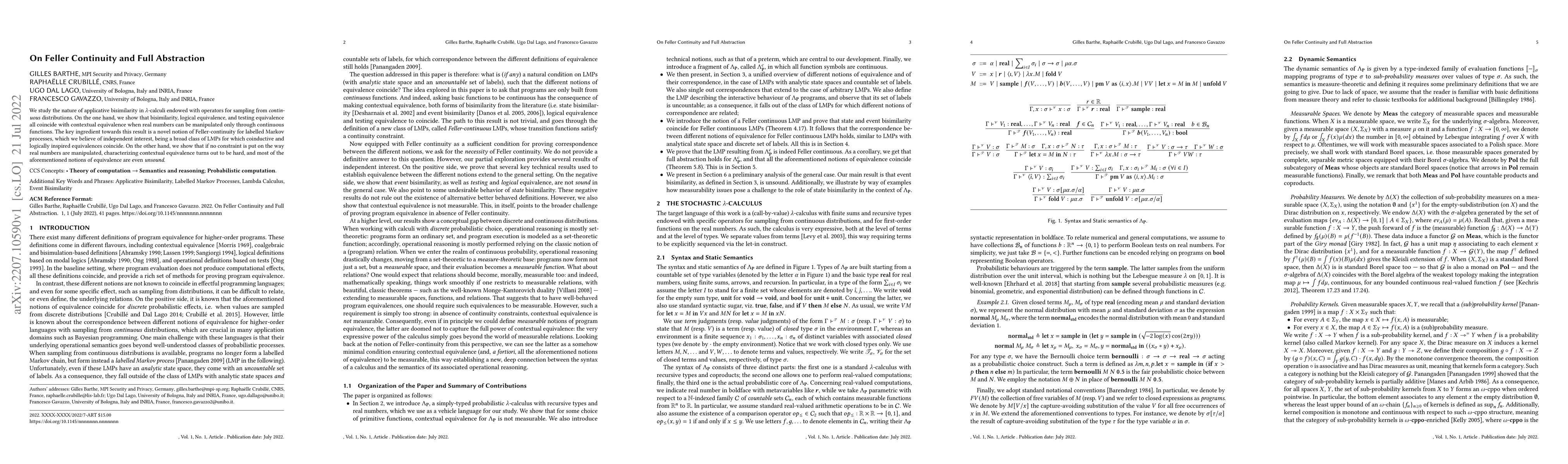 Thumbnail for On Feller Continuity and Full Abstraction (Long Version)