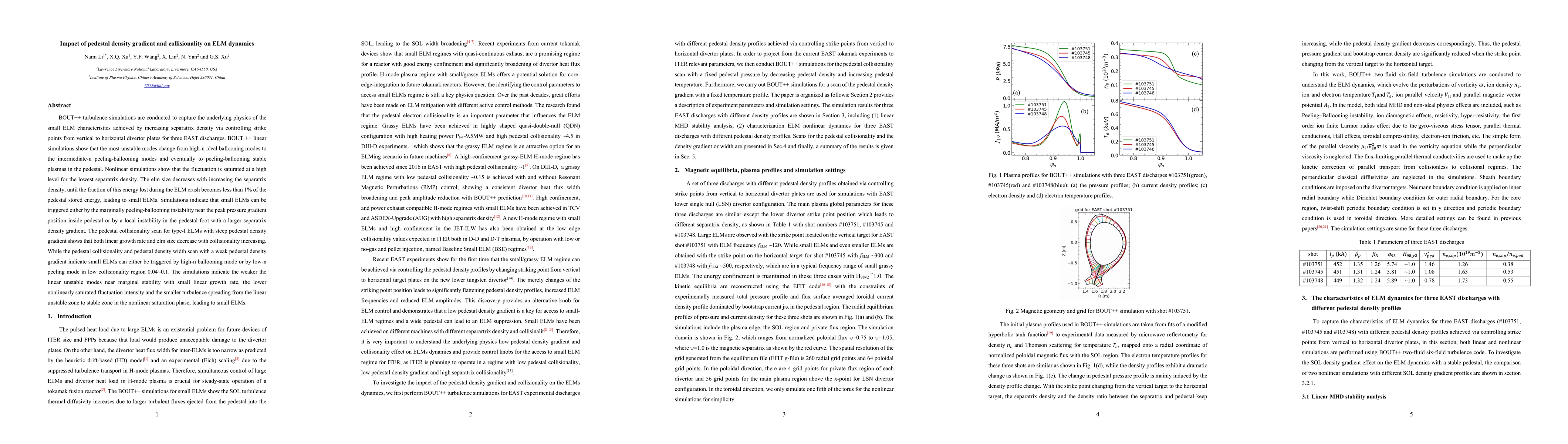 Thumbnail for Impact of pedestal density gradient and collisionality on ELM dynamics
