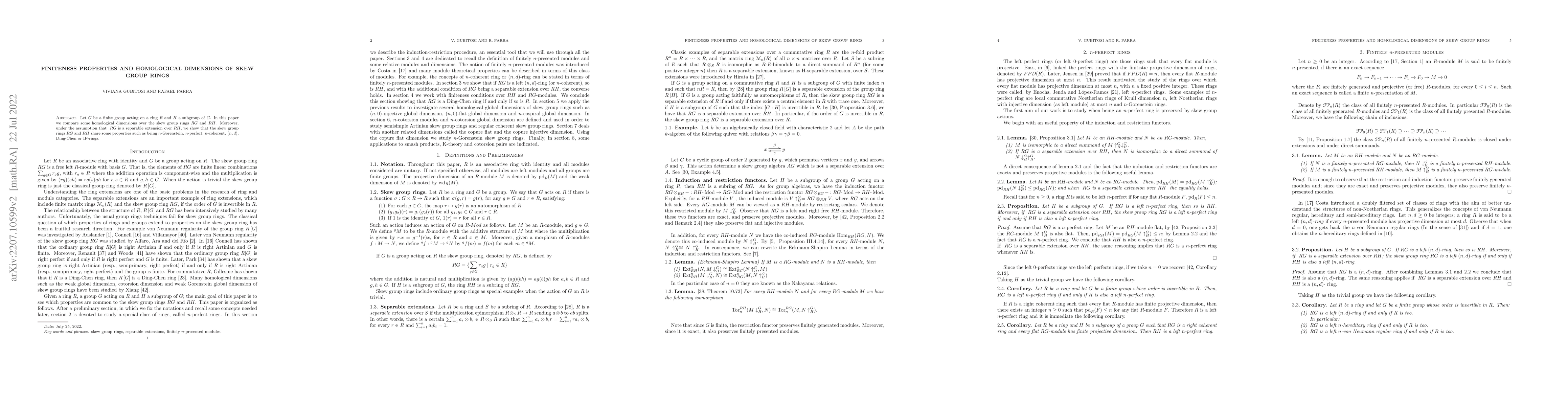 Thumbnail for Finiteness properties and homological dimensions of Skew Group rings