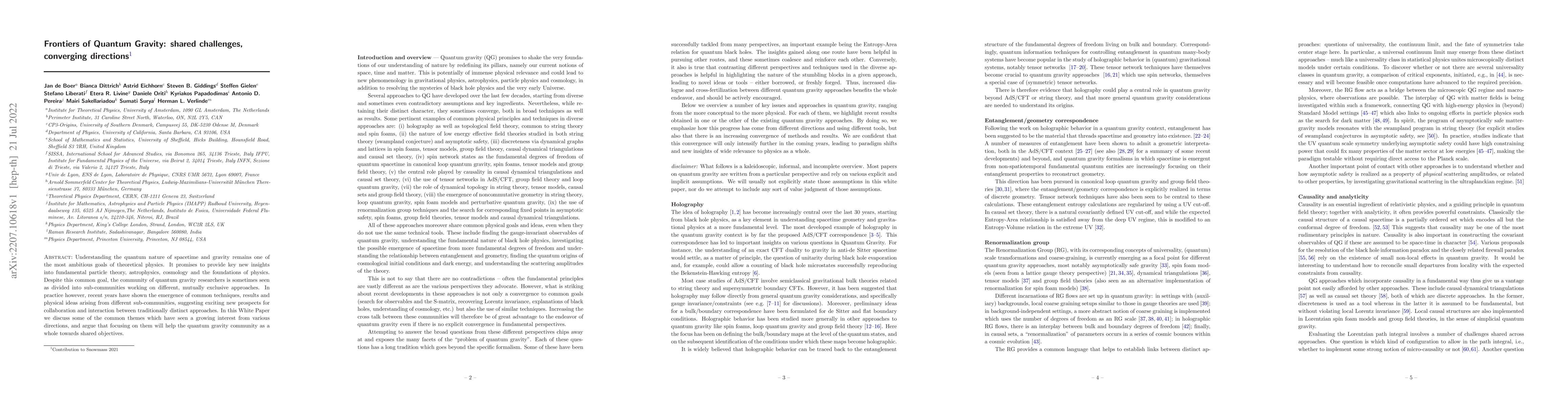Thumbnail for Frontiers of Quantum Gravity: shared challenges, converging directions