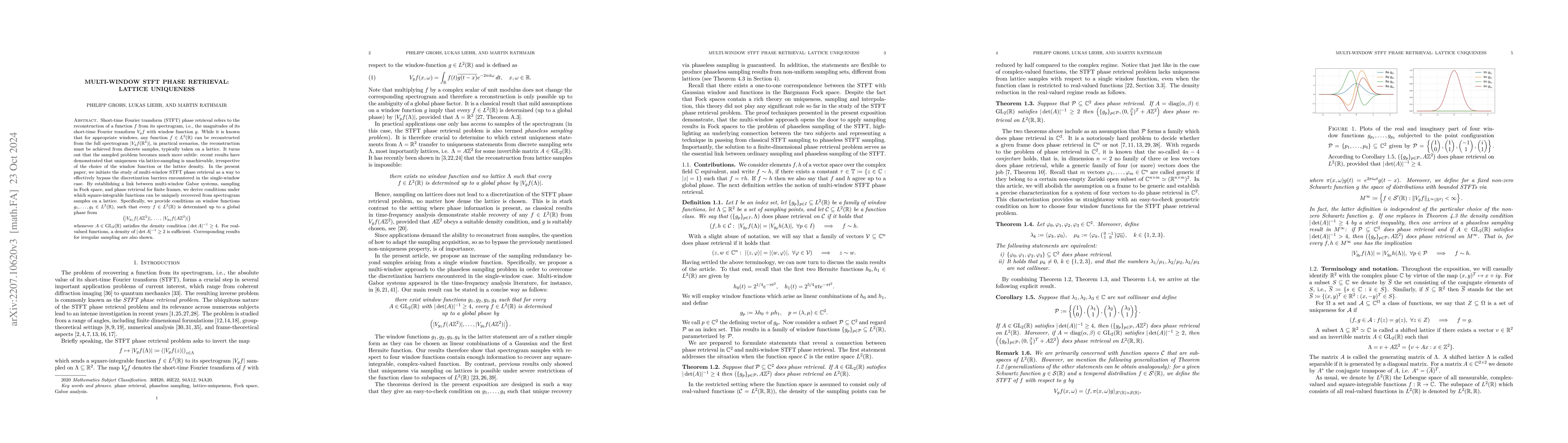 Thumbnail for Multi-window STFT phase retrieval: lattice uniqueness