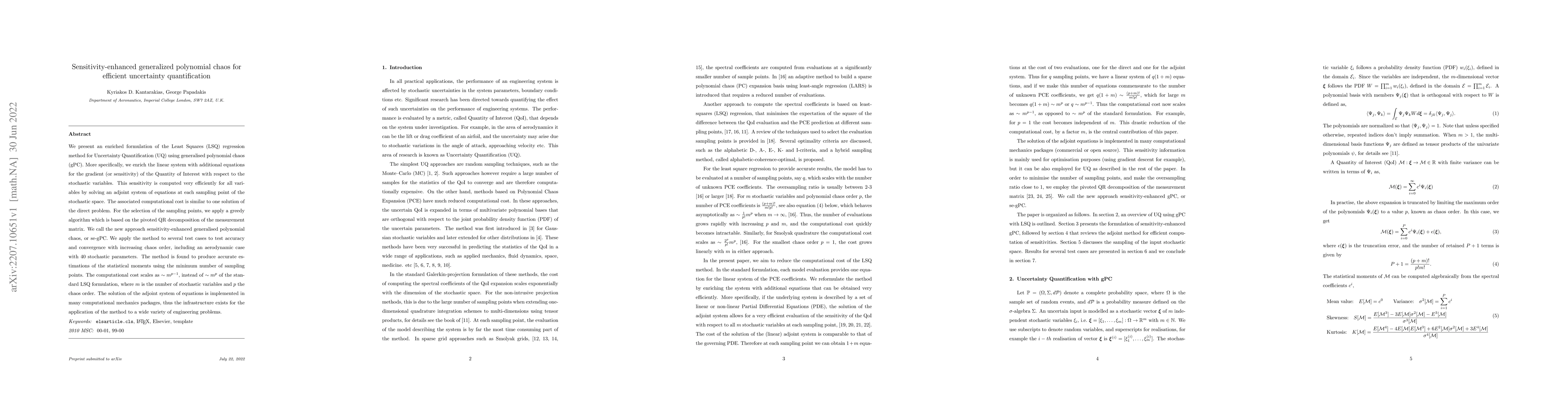 Thumbnail for Sensitivity-enhanced generalized polynomial chaos for efficient
  uncertainty quantification