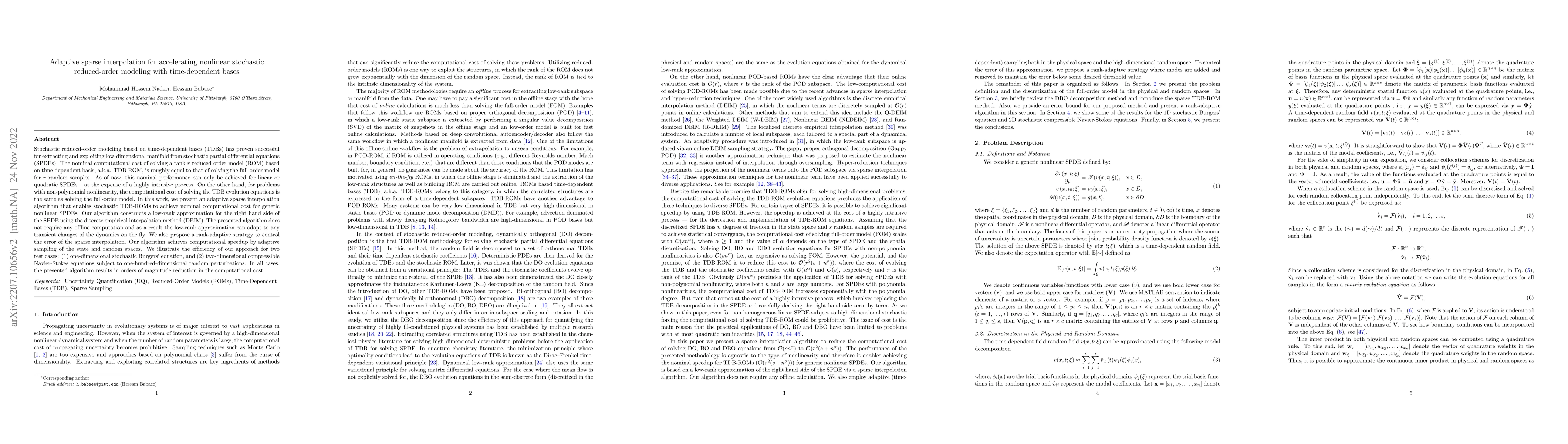 Thumbnail for Adaptive sparse interpolation for accelerating nonlinear stochastic
  reduced-order modeling with time-dependent bases