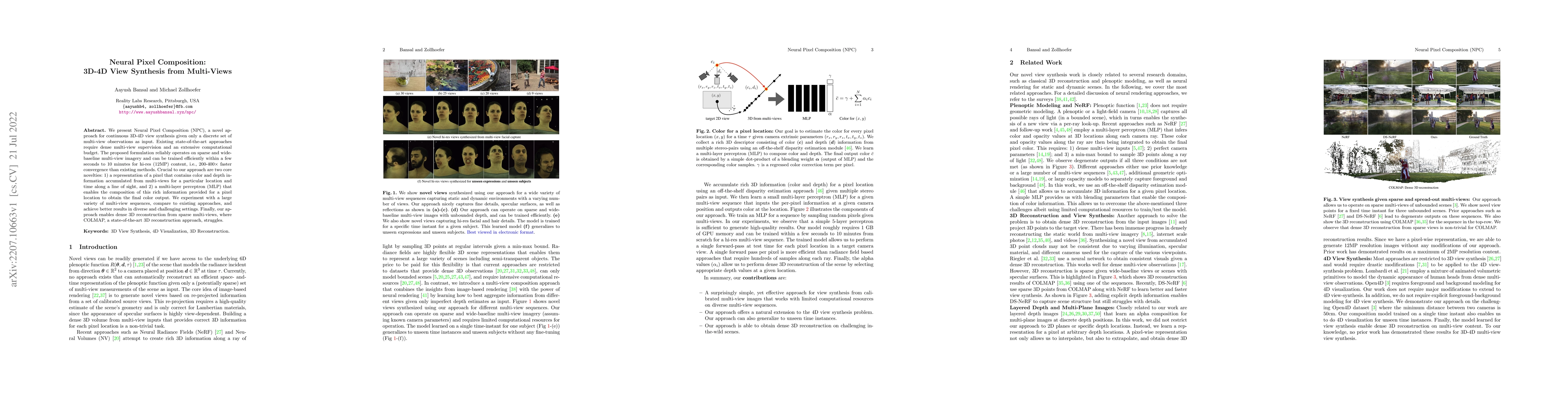 Thumbnail for Neural Pixel Composition: 3D-4D View Synthesis from Multi-Views