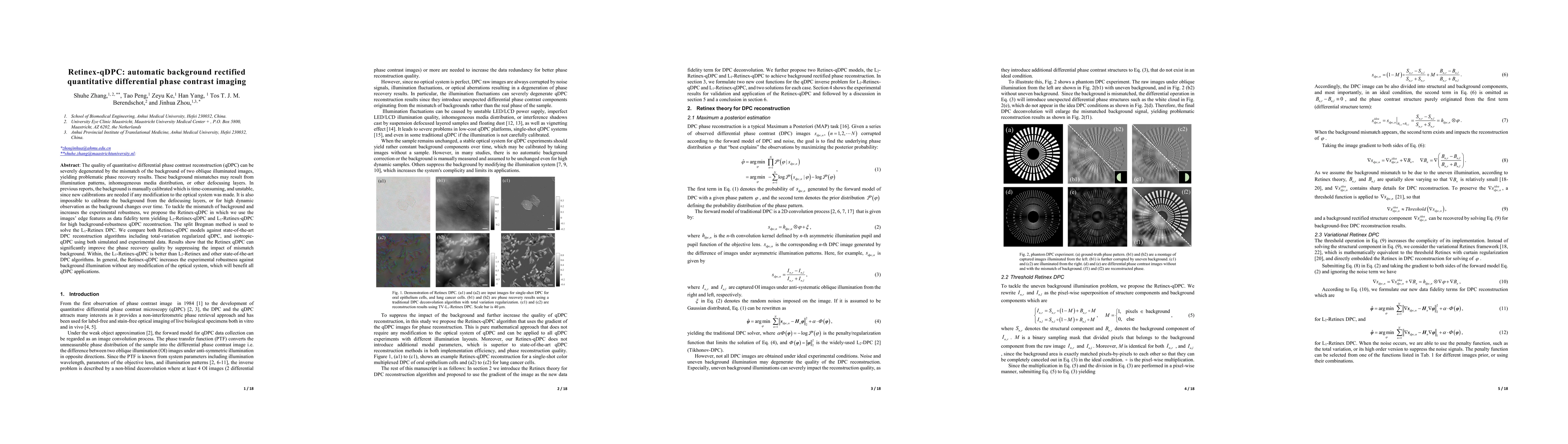 Thumbnail for Retinex-qDPC: automatic background rectified quantitative differential
  phase contrast imaging