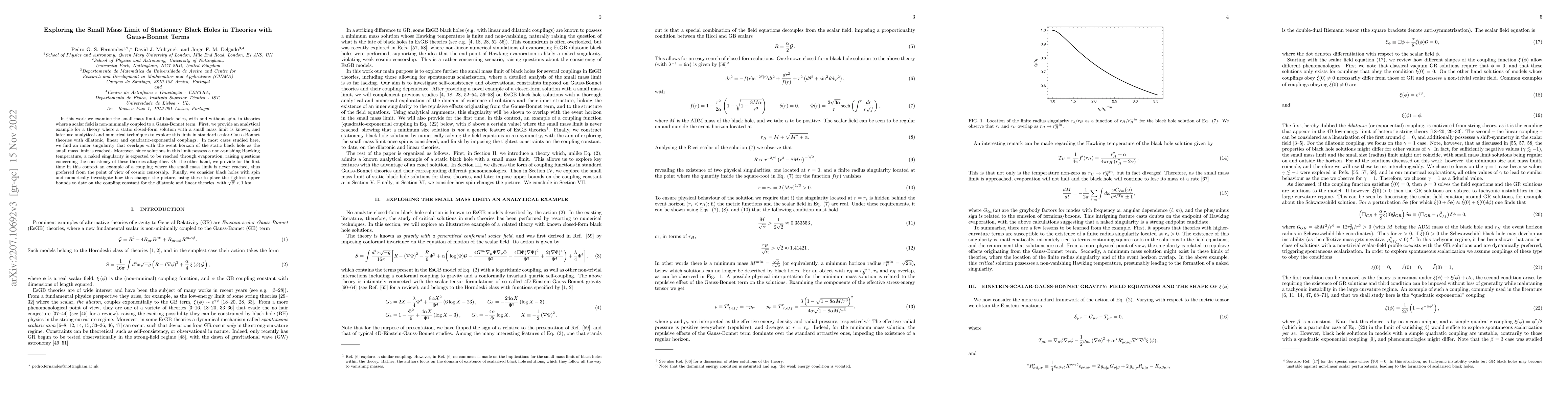 Thumbnail for Exploring the Small Mass Limit of Stationary Black Holes in Theories
  with Gauss-Bonnet Terms