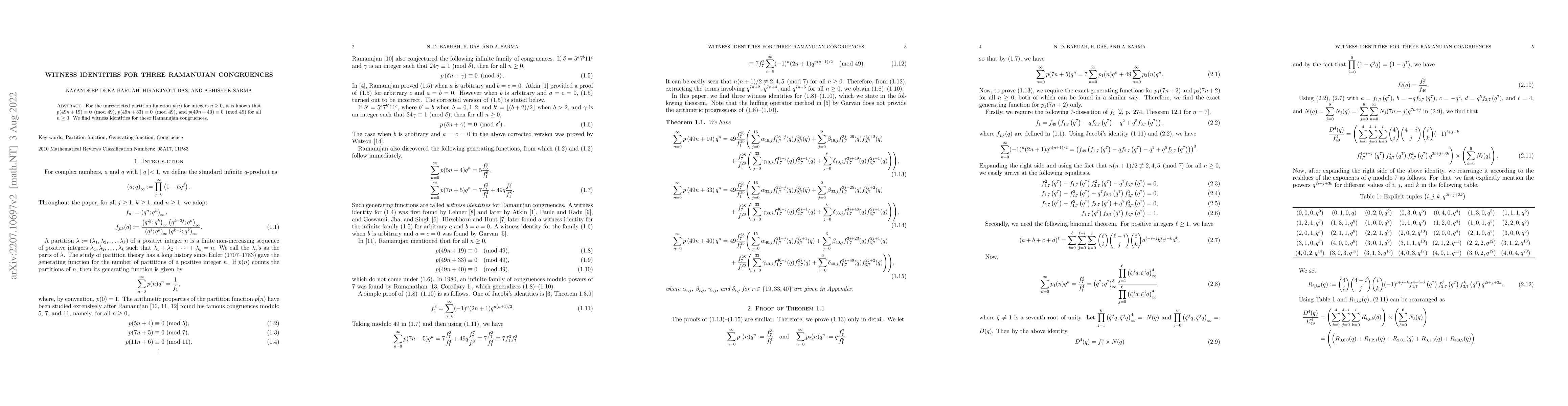 Thumbnail for Witness identities for three Ramanujan congruences