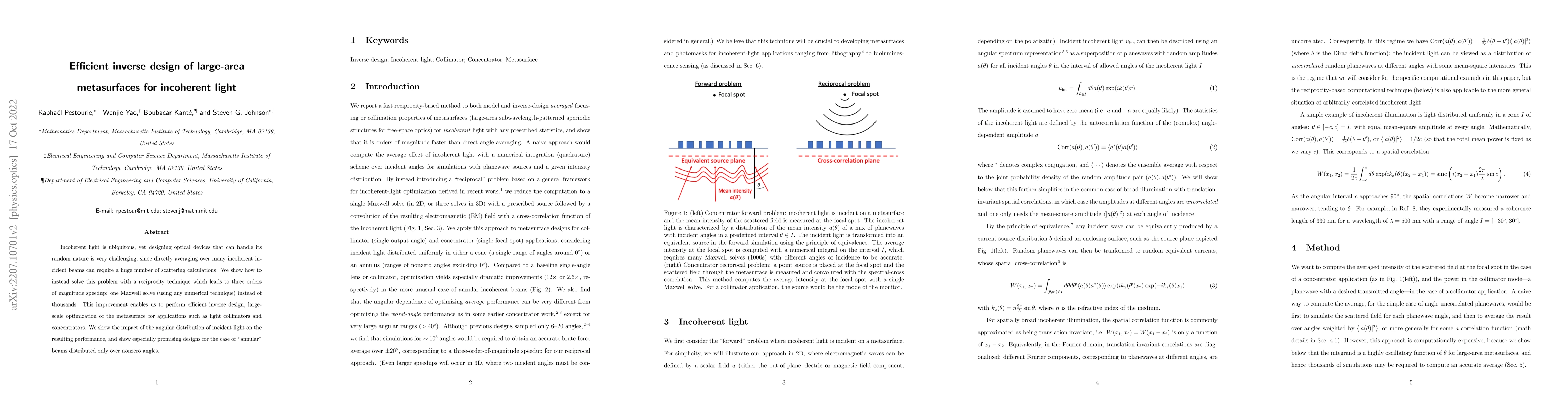 Thumbnail for Efficient inverse design of large-area metasurfaces for incoherent light