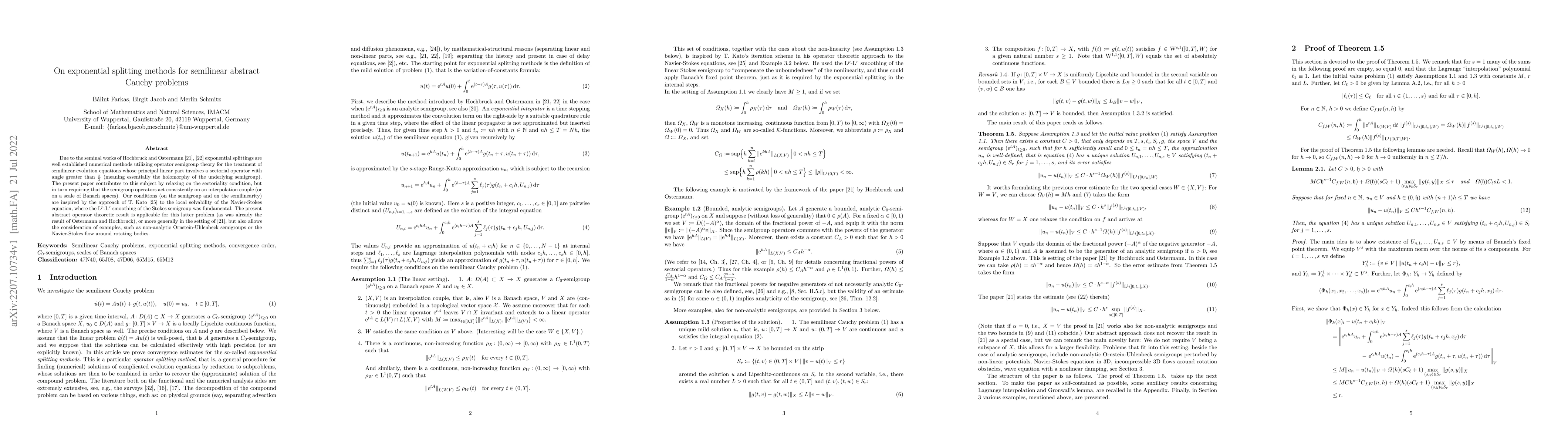 Thumbnail for On exponential splitting methods for semilinear abstract Cauchy problems