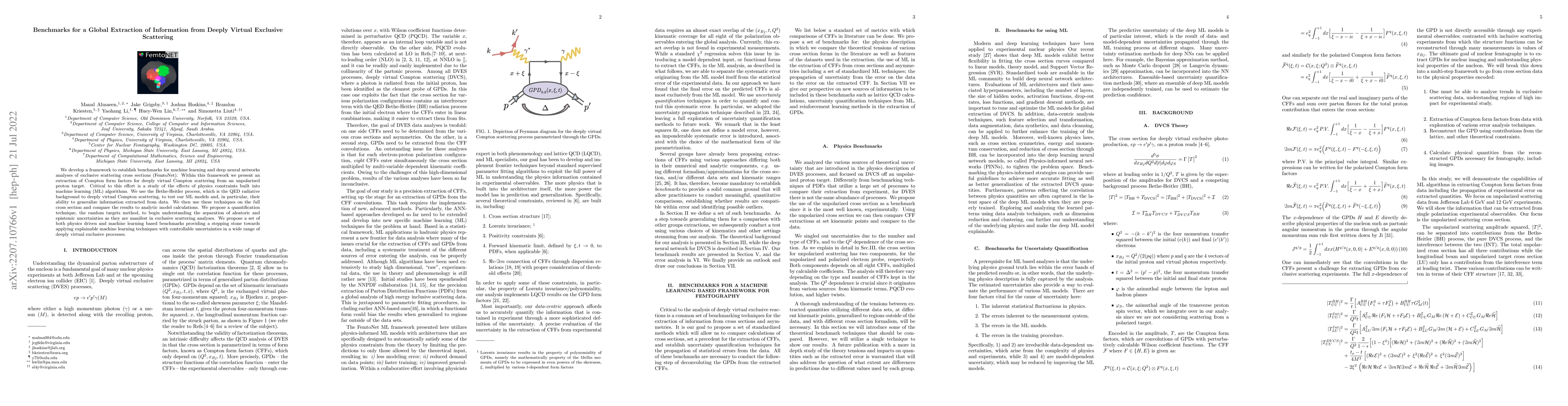 Thumbnail for Benchmarks for a Global Extraction of Information from Deeply Virtual
  Exclusive Scattering