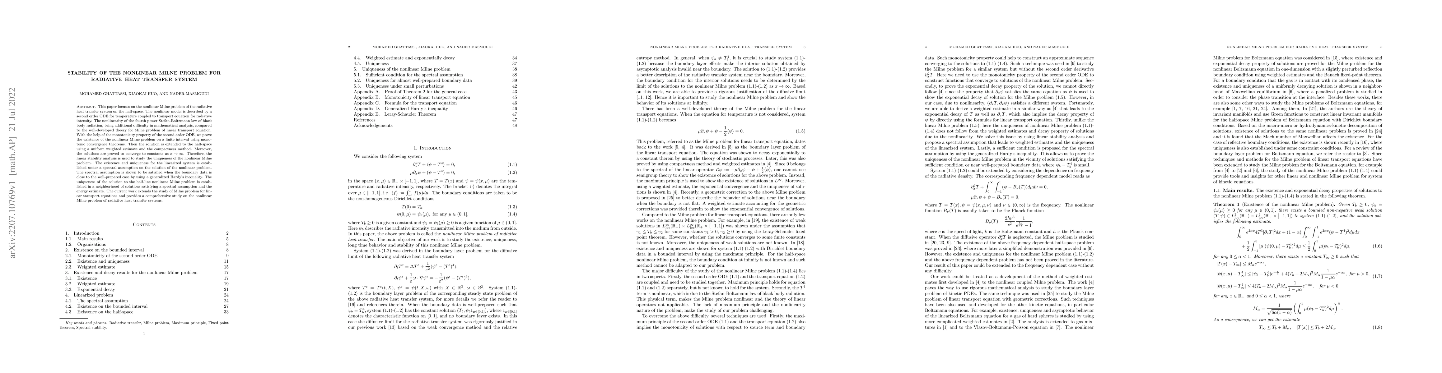 Thumbnail for Stability of the nonlinear Milne Problem for radiative heat transfer
  system