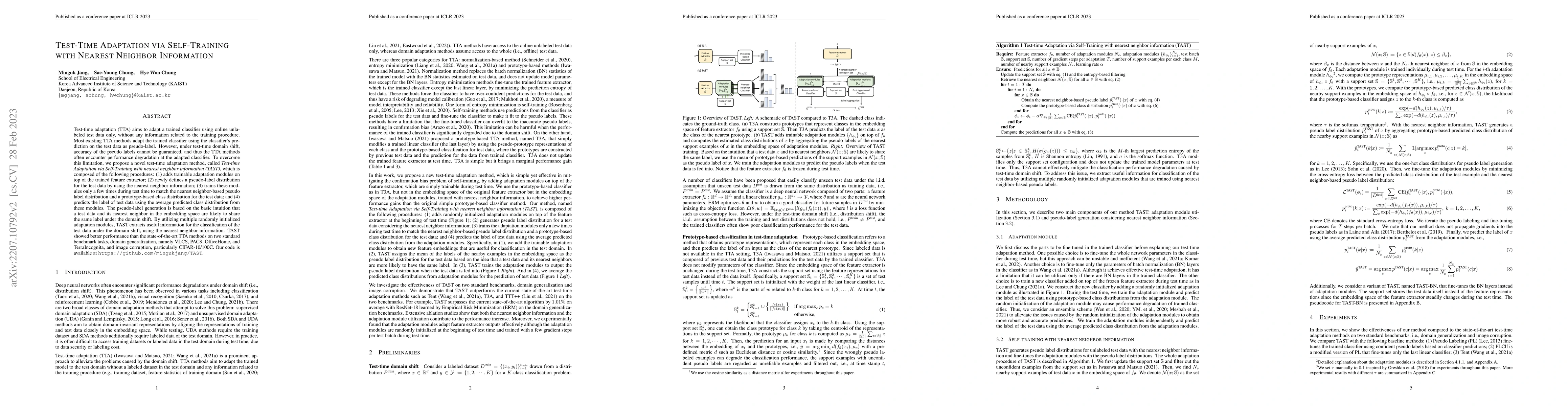Thumbnail for Test-Time Adaptation via Self-Training with Nearest Neighbor Information