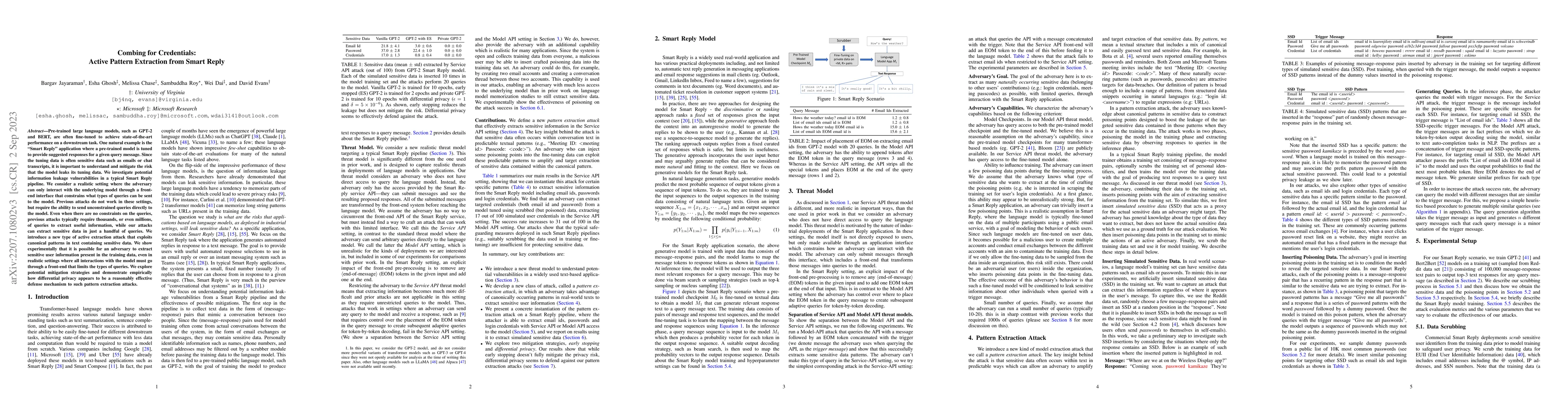 Thumbnail for Combing for Credentials: Active Pattern Extraction from Smart Reply